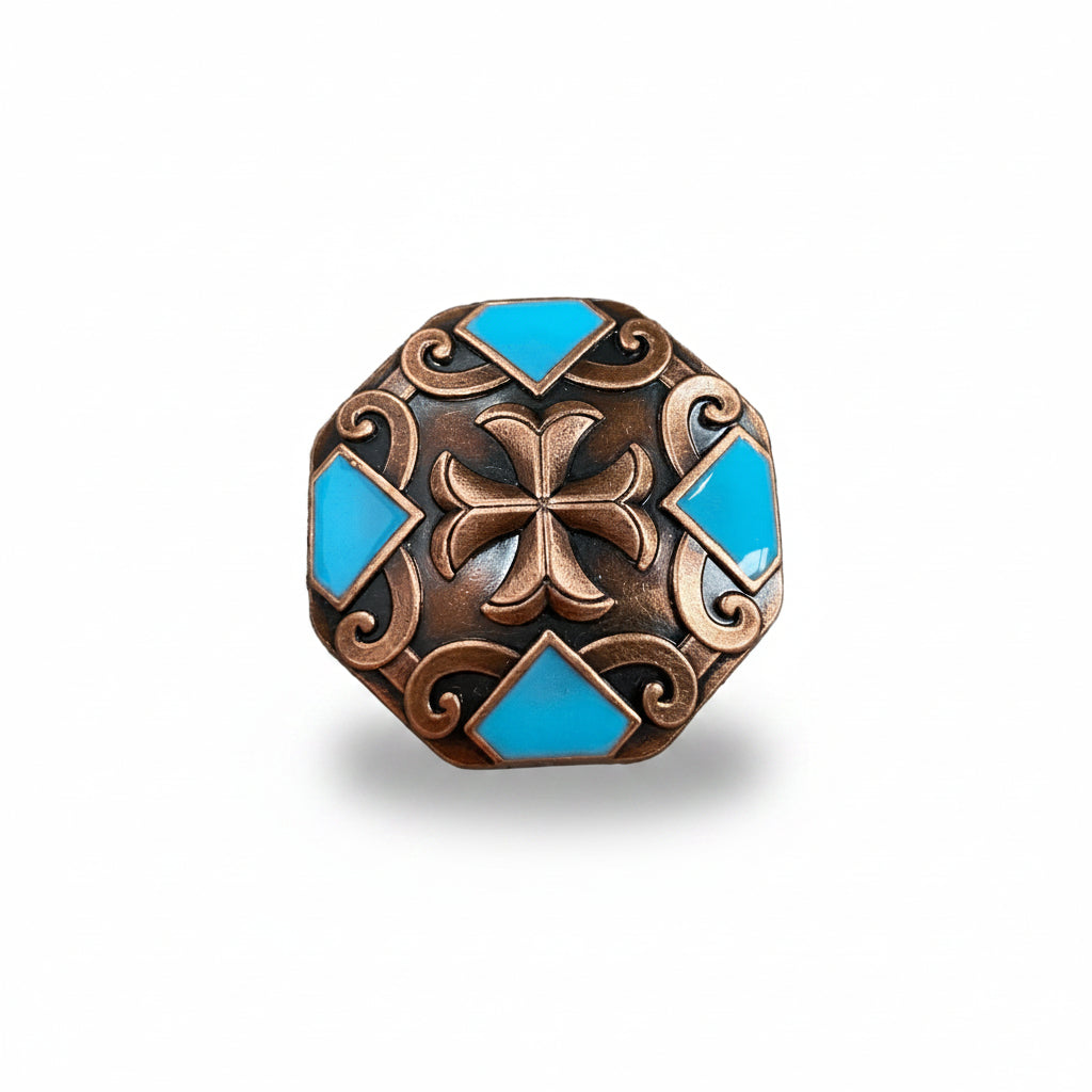 Copper Turquoise Western Concho W104 — view 2