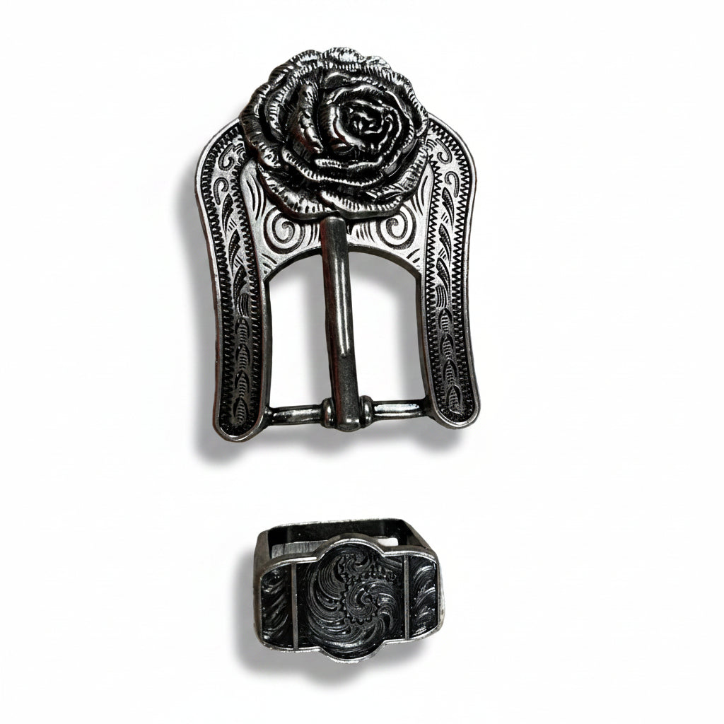Antique Silver Rose Western Concho W108 — view 5