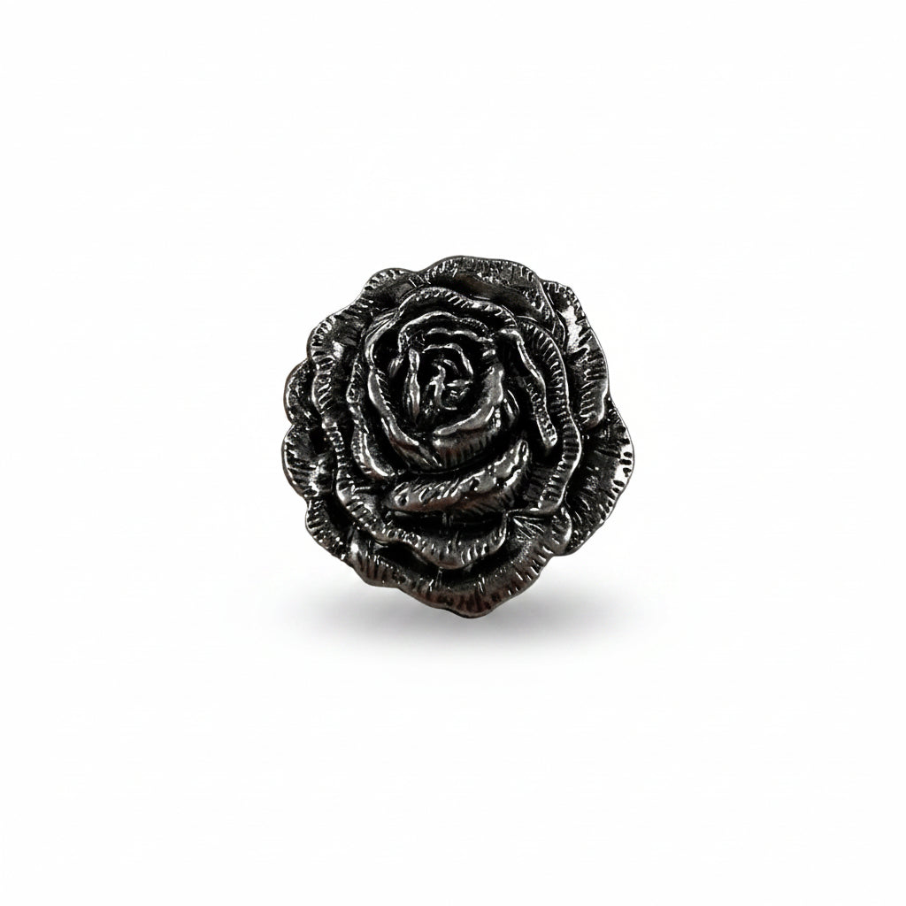 Antique Silver Rose Western Concho W108 — view 2