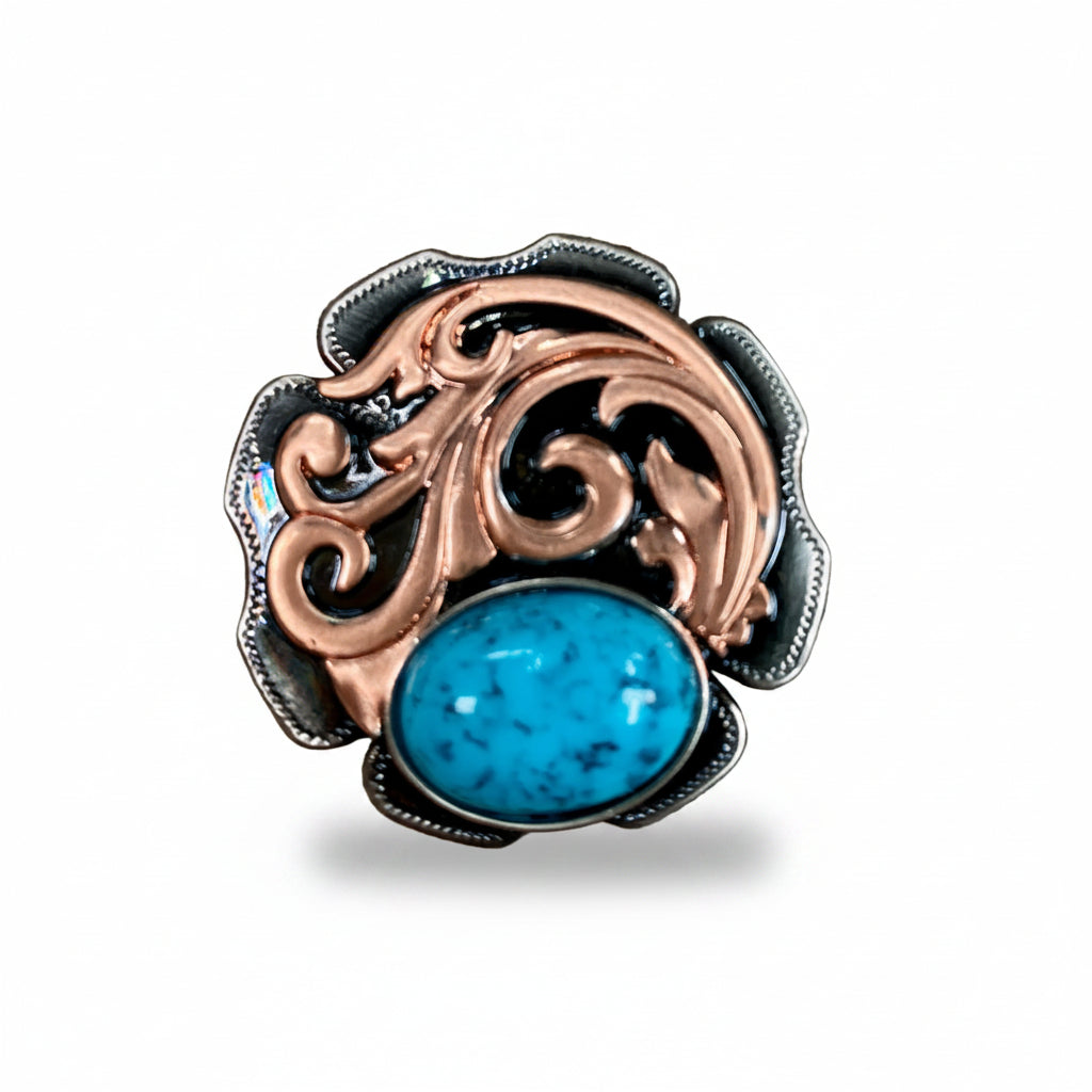 Copper Turquoise Howlite Western Concho W121 — view 2