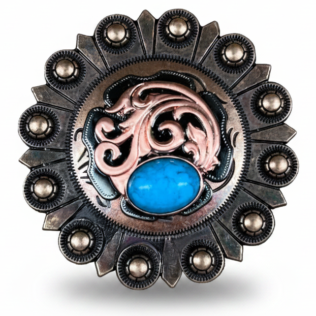 Copper Turquoise Howlite Western Concho W121 — view 3