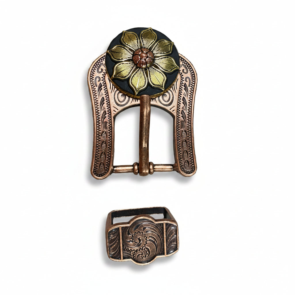 Black & Gold Sunflower Western Concho W125 — view 5