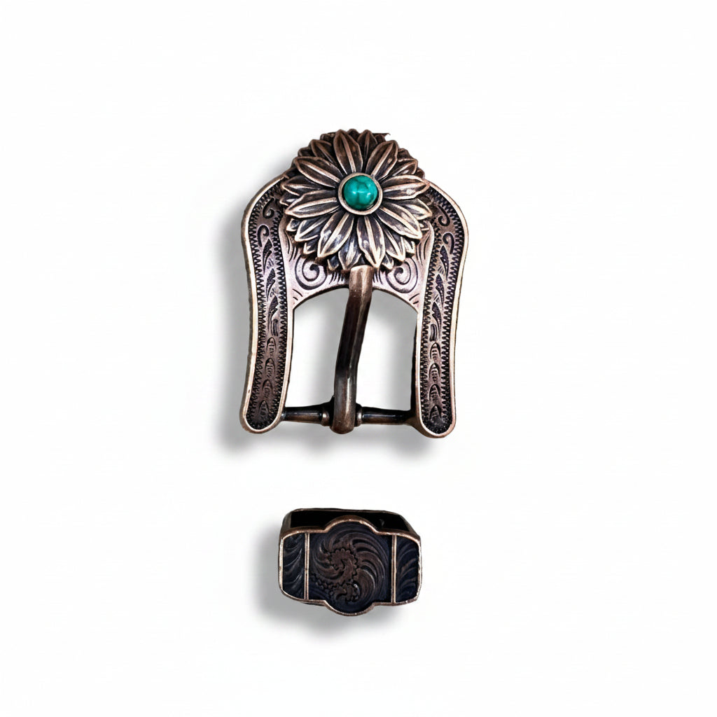 Copper Daisy Turquoise Western Concho W132 — view 5