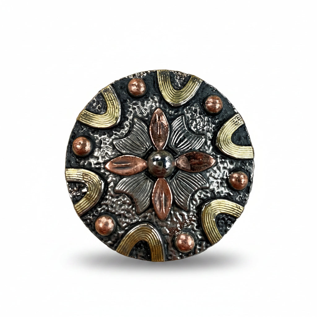 Floral Dots Antique Silver Western Concho W147 — view 3