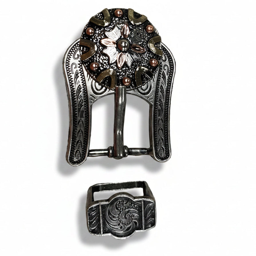 Floral Dots Antique Silver Western Concho W147 — view 7