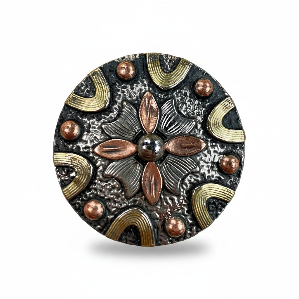 Floral Dots Antique Silver Western Concho W147 — view 2