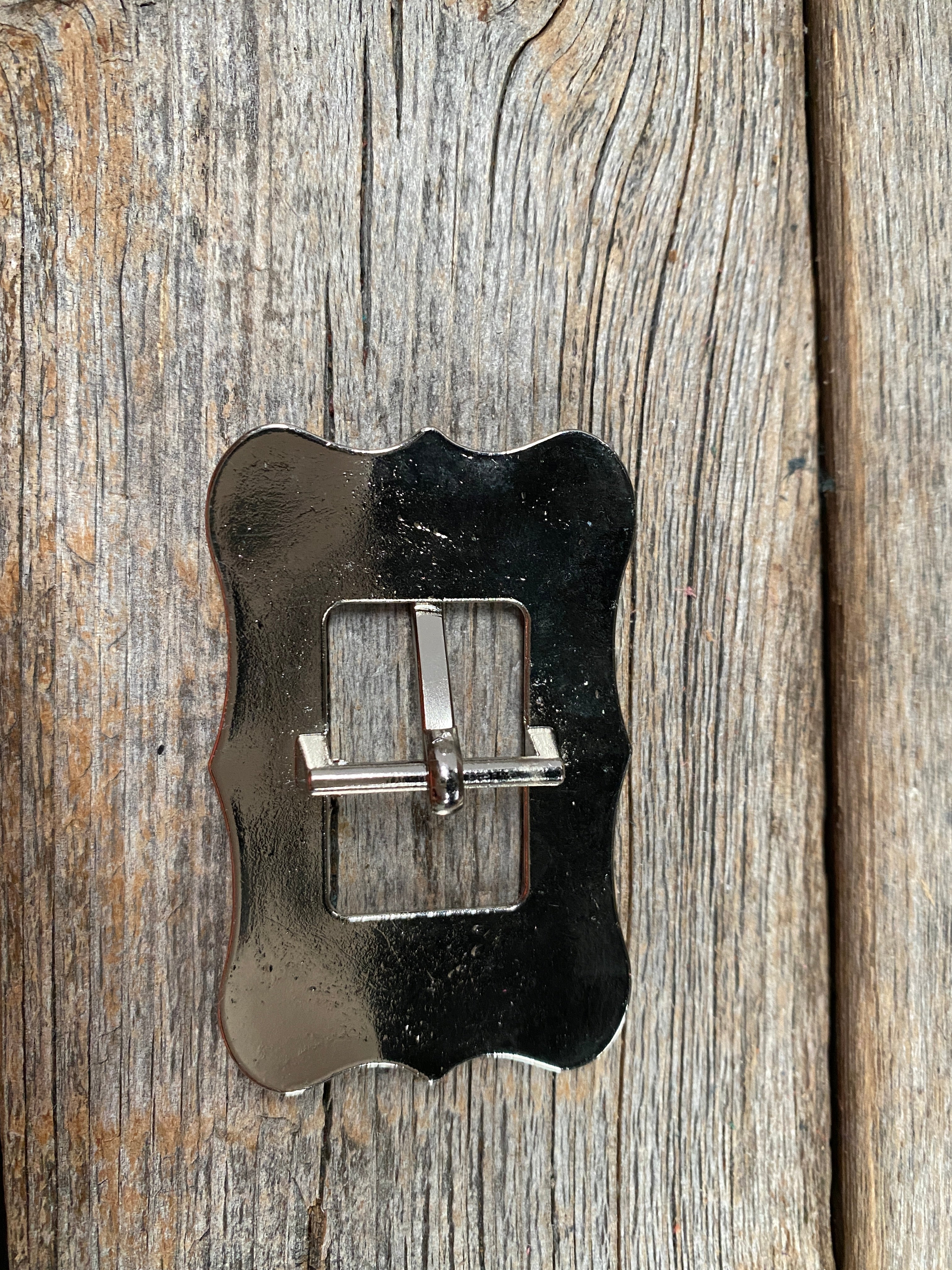 Antique Silver Floral Cart Buckle W151B — view 2