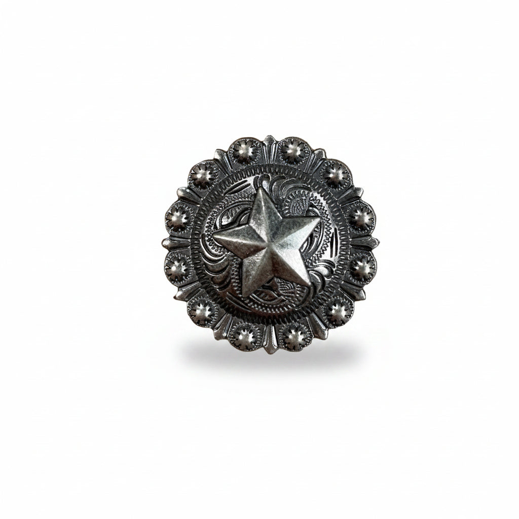Antique Silver Star Western Concho W174 — view 2