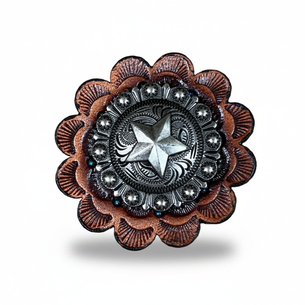 Antique Silver Star Western Concho W174 — view 4