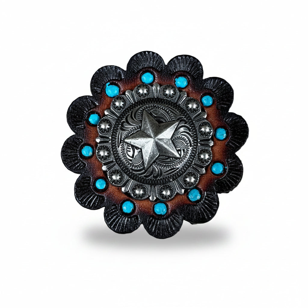 Antique Silver Star Western Concho W174 — view 5