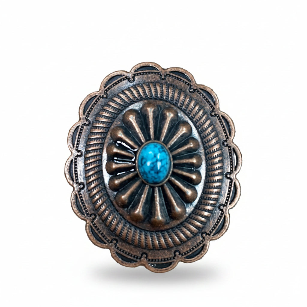 Copper Turquoise Oval Western Concho W179 — view 3