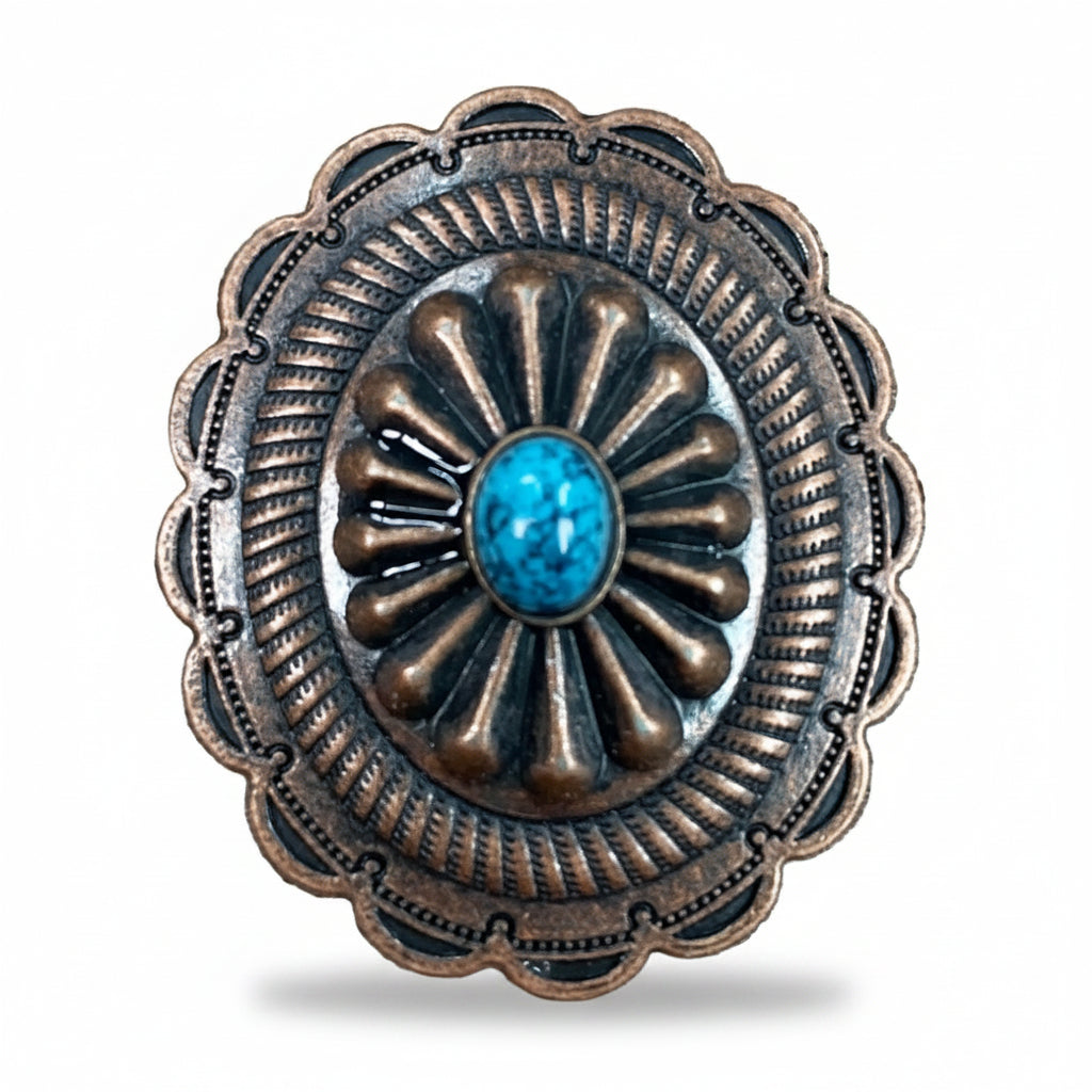 Copper Turquoise Oval Western Concho W179 — view 2