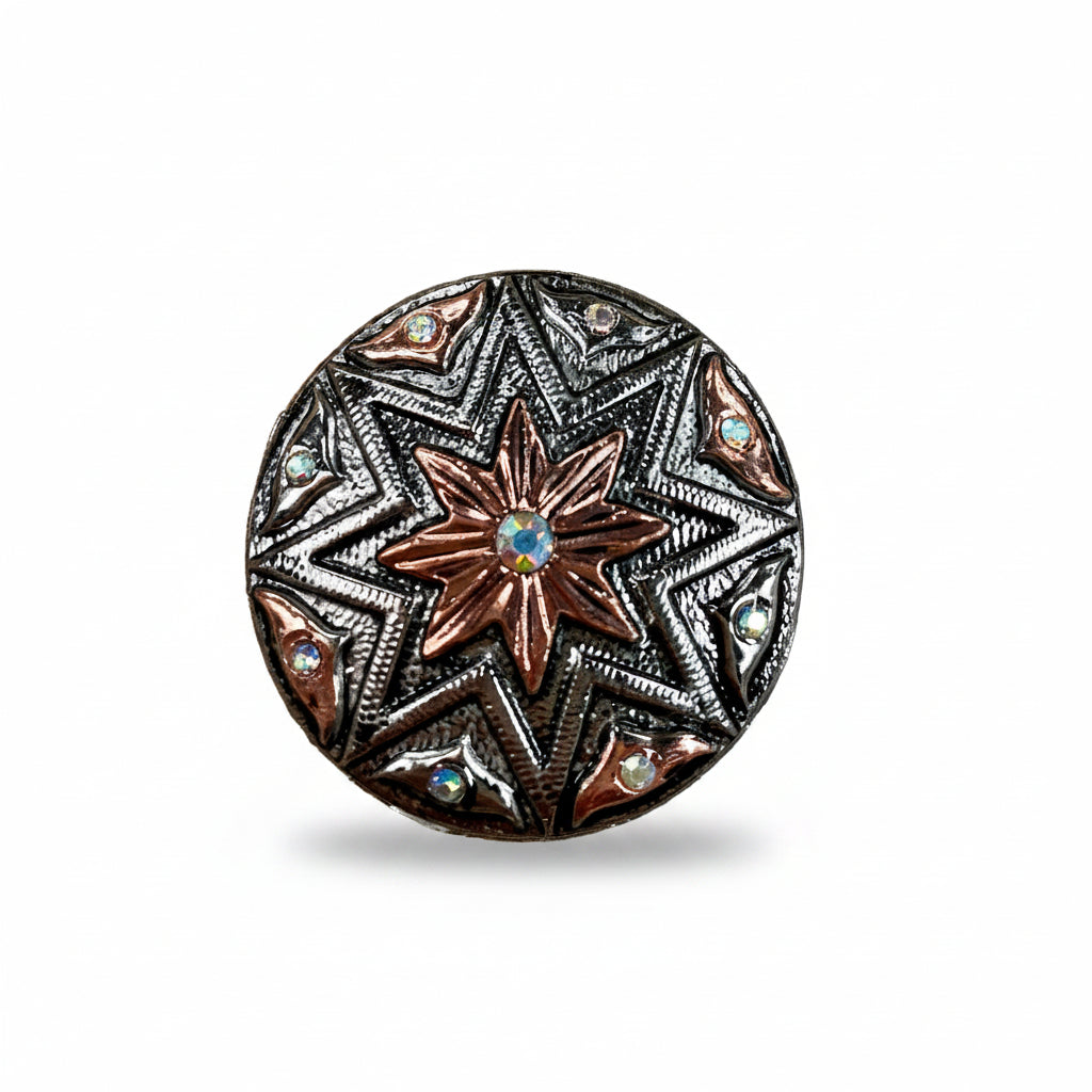 Starburst Antique Silver Western Concho W185 — view 3