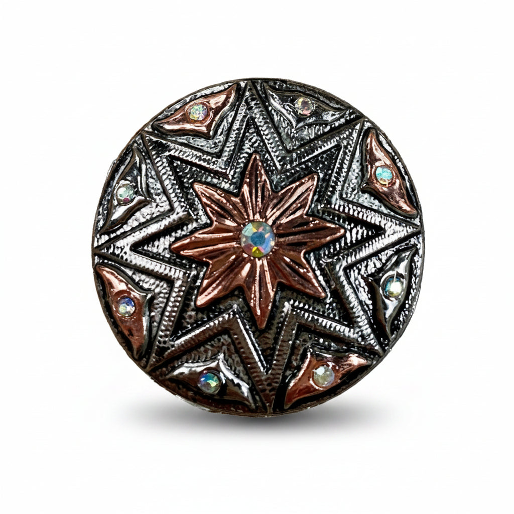 Starburst Antique Silver Western Concho W185 — view 2