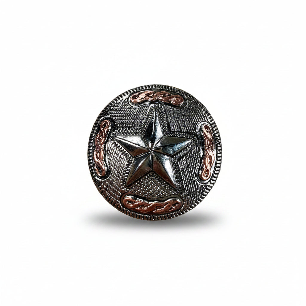 Antique Silver Texas Star Western Concho W187 — view 3