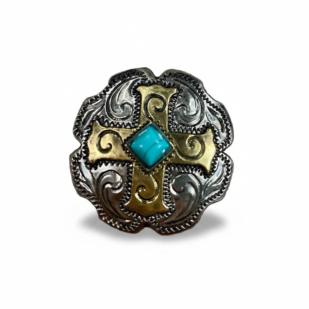 Antique Silver & Gold Western Concho W189 — view 3