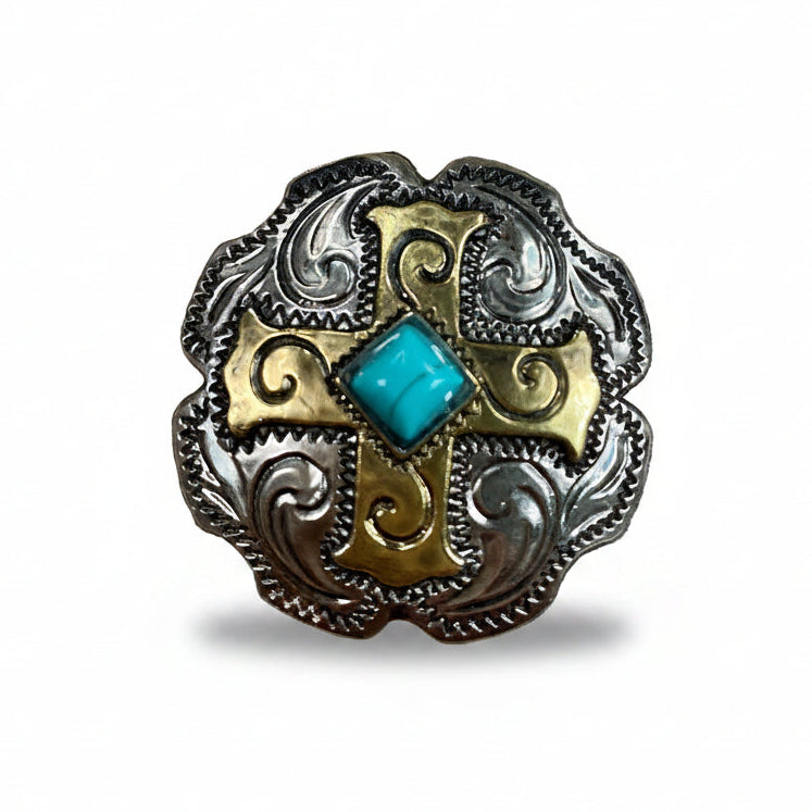 Antique Silver & Gold Western Concho W189 — view 2
