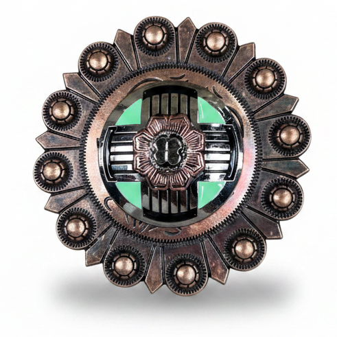 Antique Silver with Copper Flower Western Concho W190 — view 4