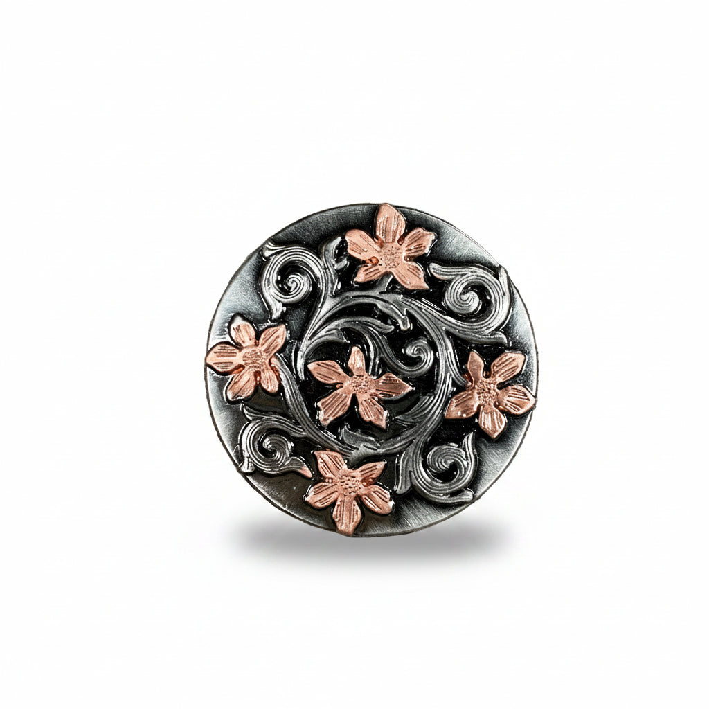 Silver - Copper Floral Western Concho W200 — view 3