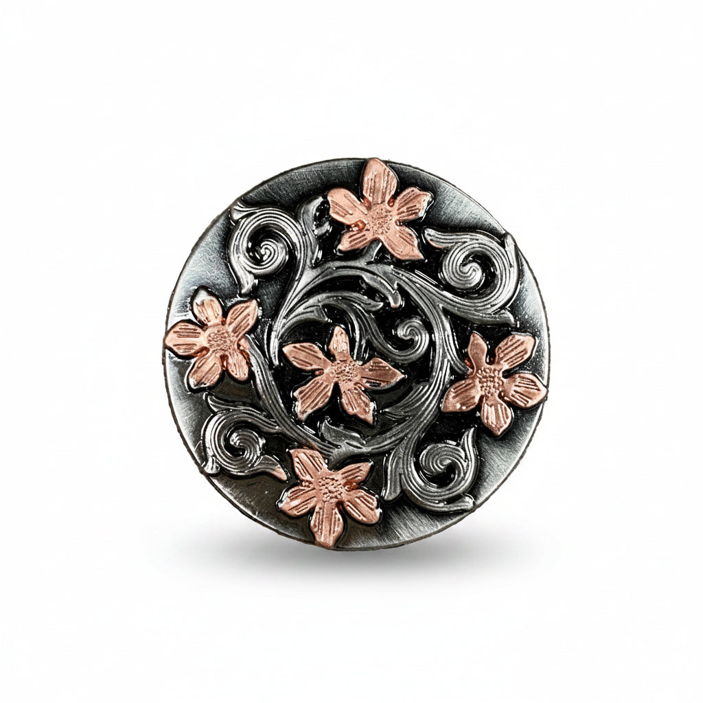 Silver - Copper Floral Western Concho W200 — view 2