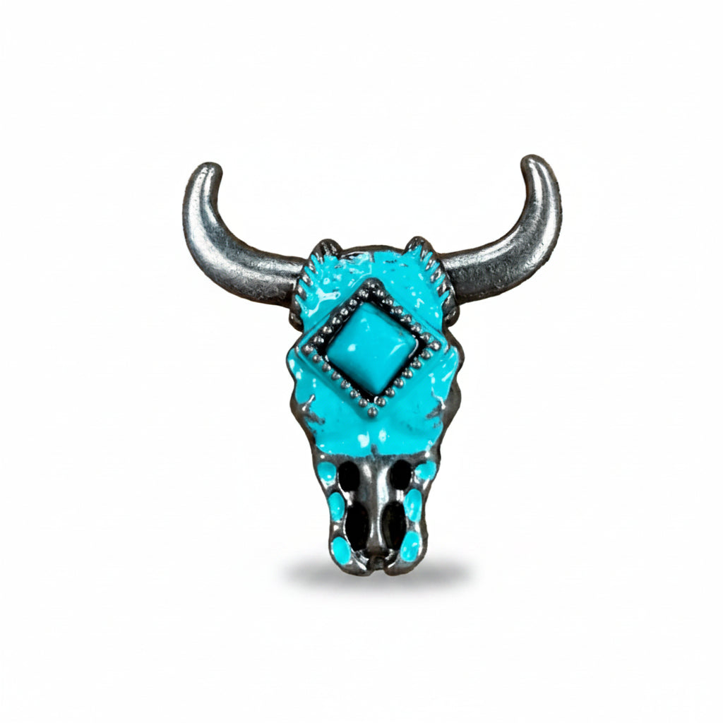 Turquoise Steer Head Western Concho W202 — view 2