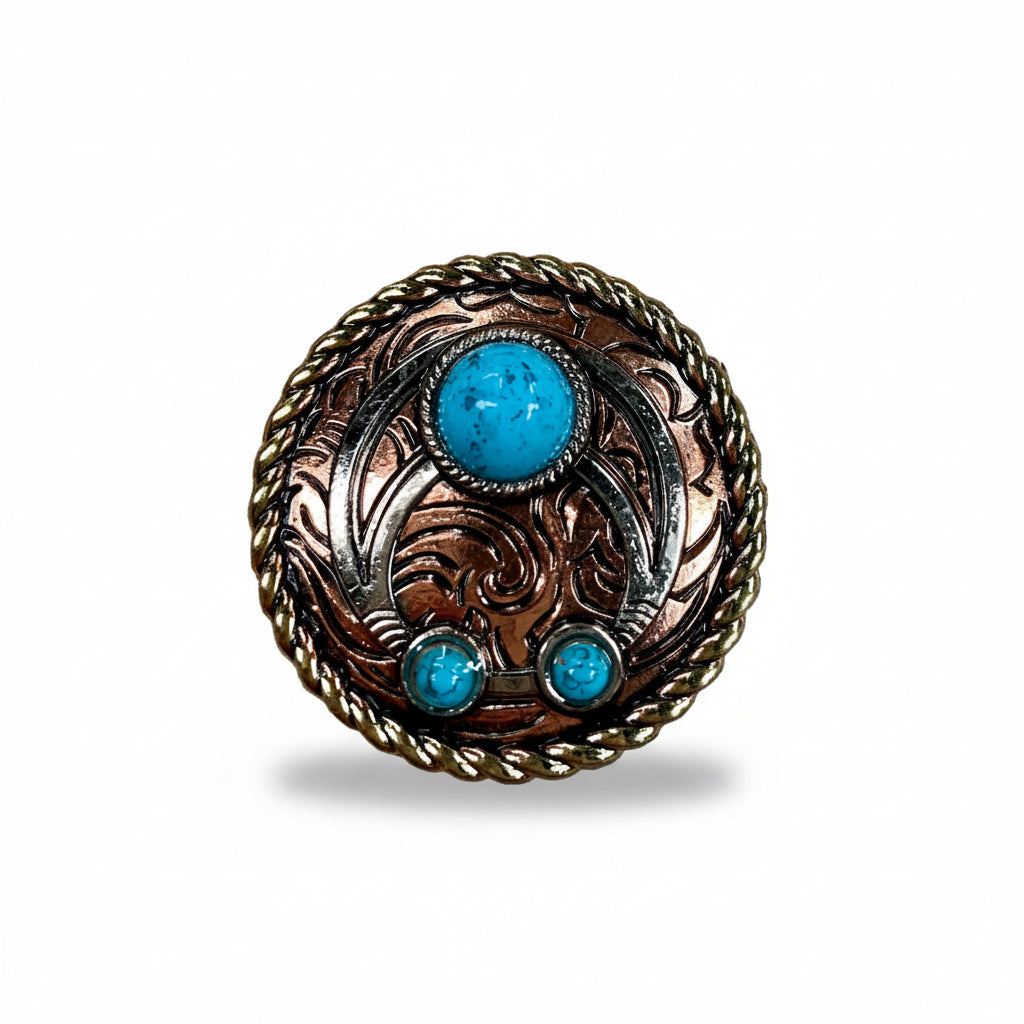 Copper Turquoise Blossom Western Concho W206 — view 2