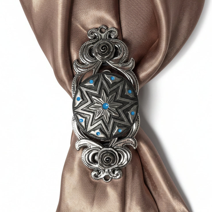 Starburst Antique Silver Turquoise Western Concho W214 — view 9