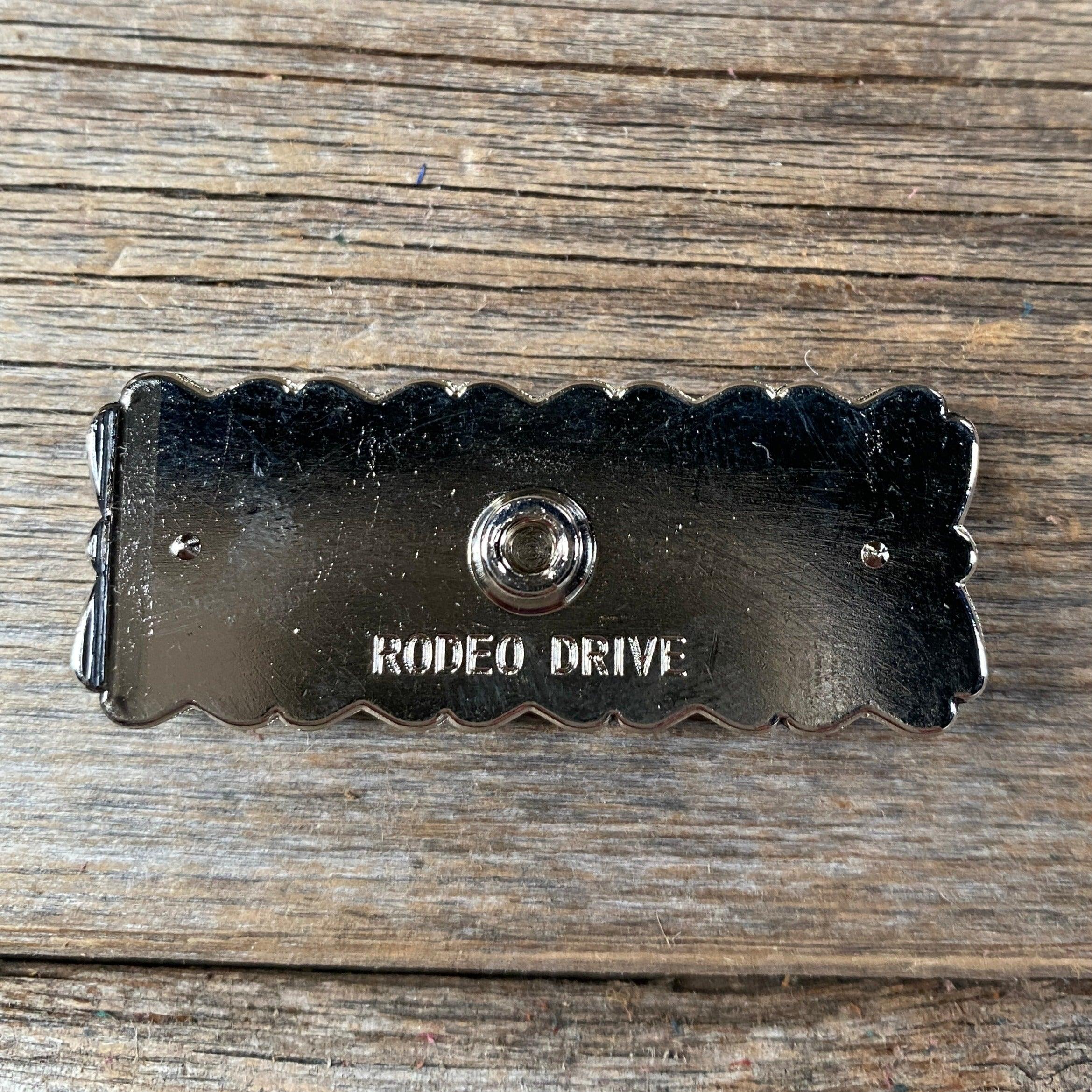 Antique Silver Rectangle Turquoise Concho 2" W216 — view 2
