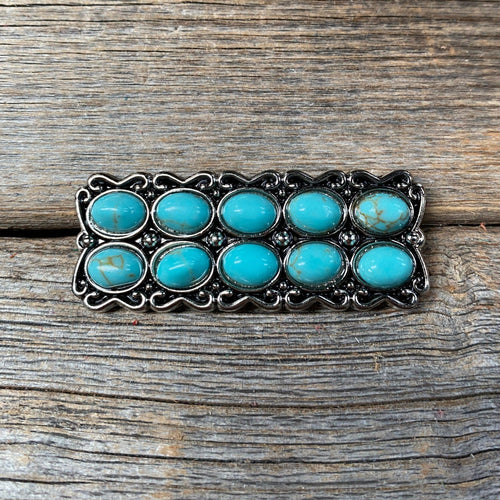 Antique Silver Rectangle Turquoise Concho 2" W216