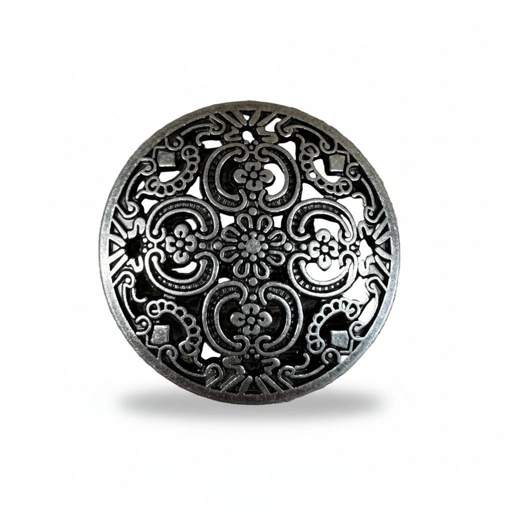 Antique Silver Floral Engraved Western Concho W225 — view 2