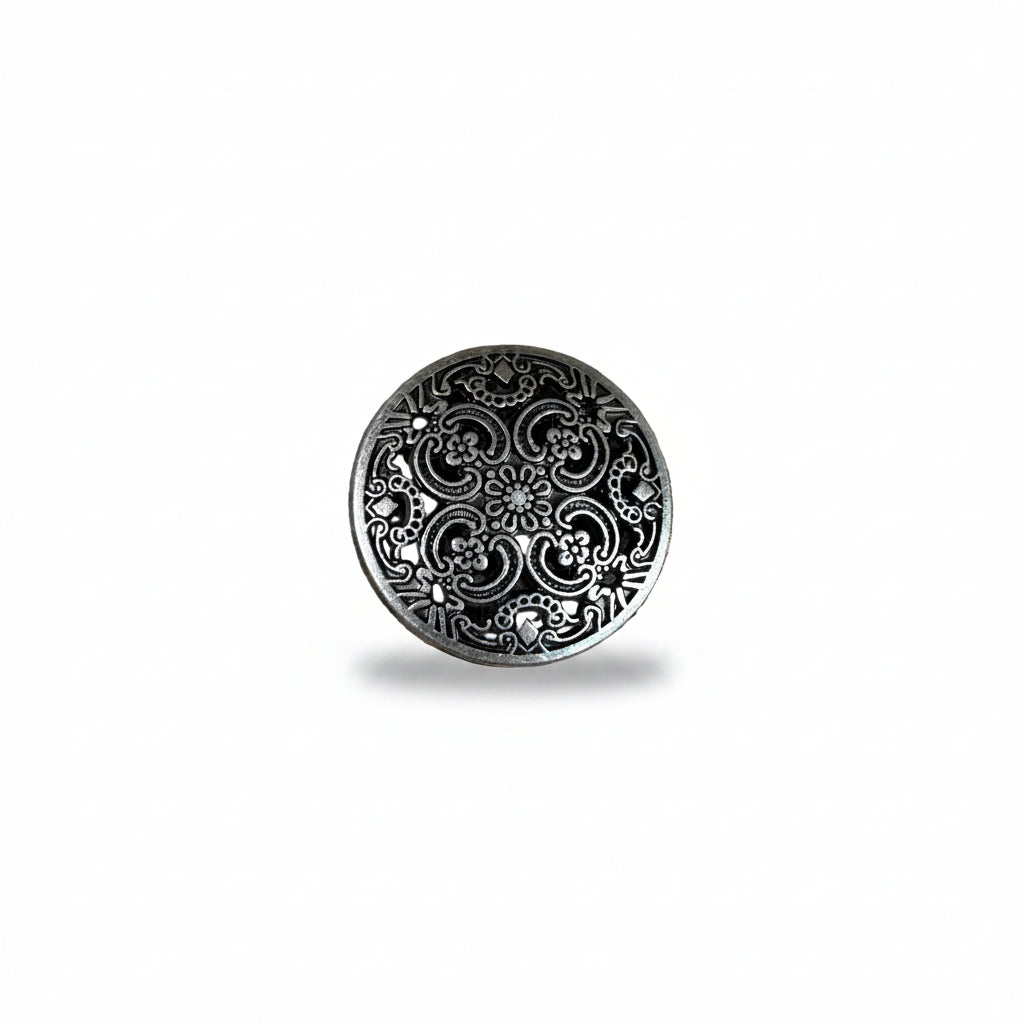 Antique Silver Floral Engraved Western Concho W225 — view 3