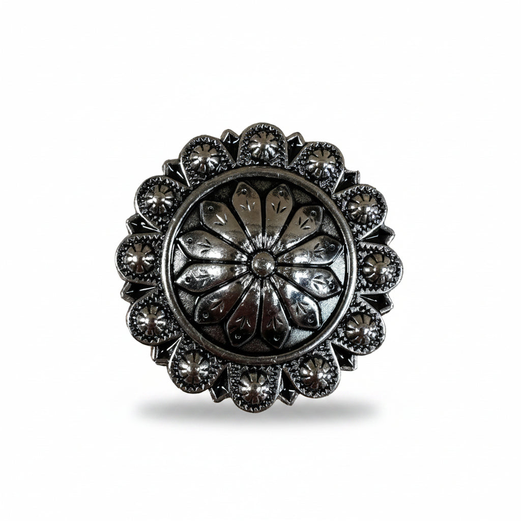 Antique Silver Flower and Berry Western Concho W226 — view 2