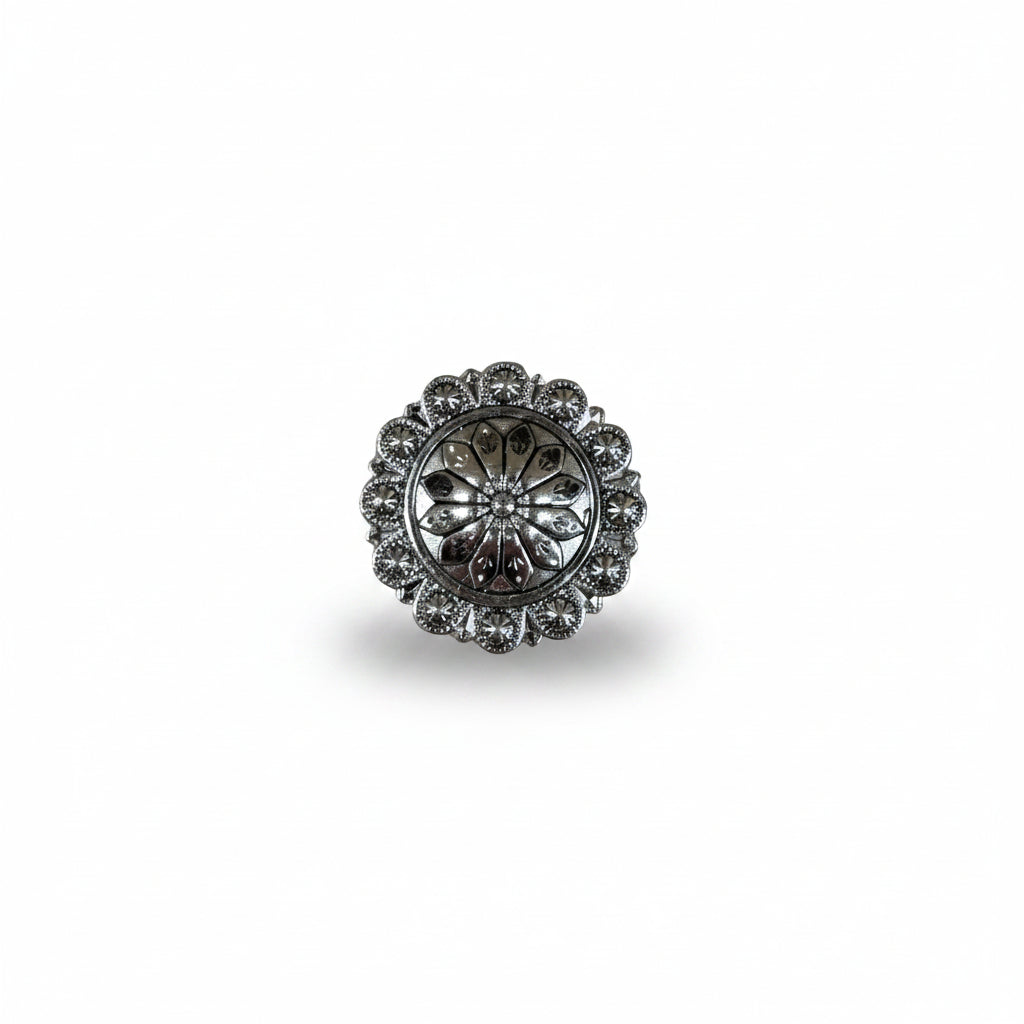 Antique Silver Flower and Berry Western Concho W226 — view 3