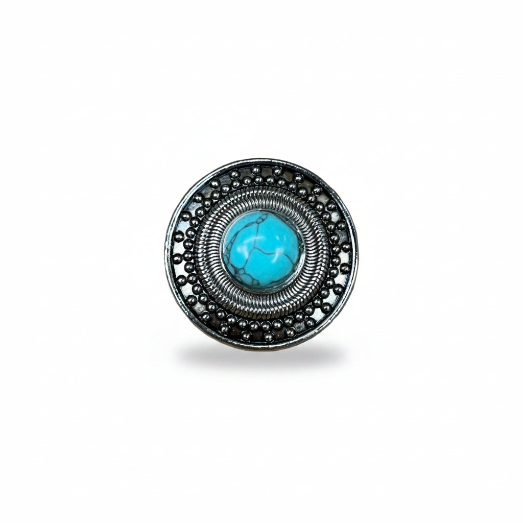 Antique Silver Turquoise Dot Western Concho W232 — view 2