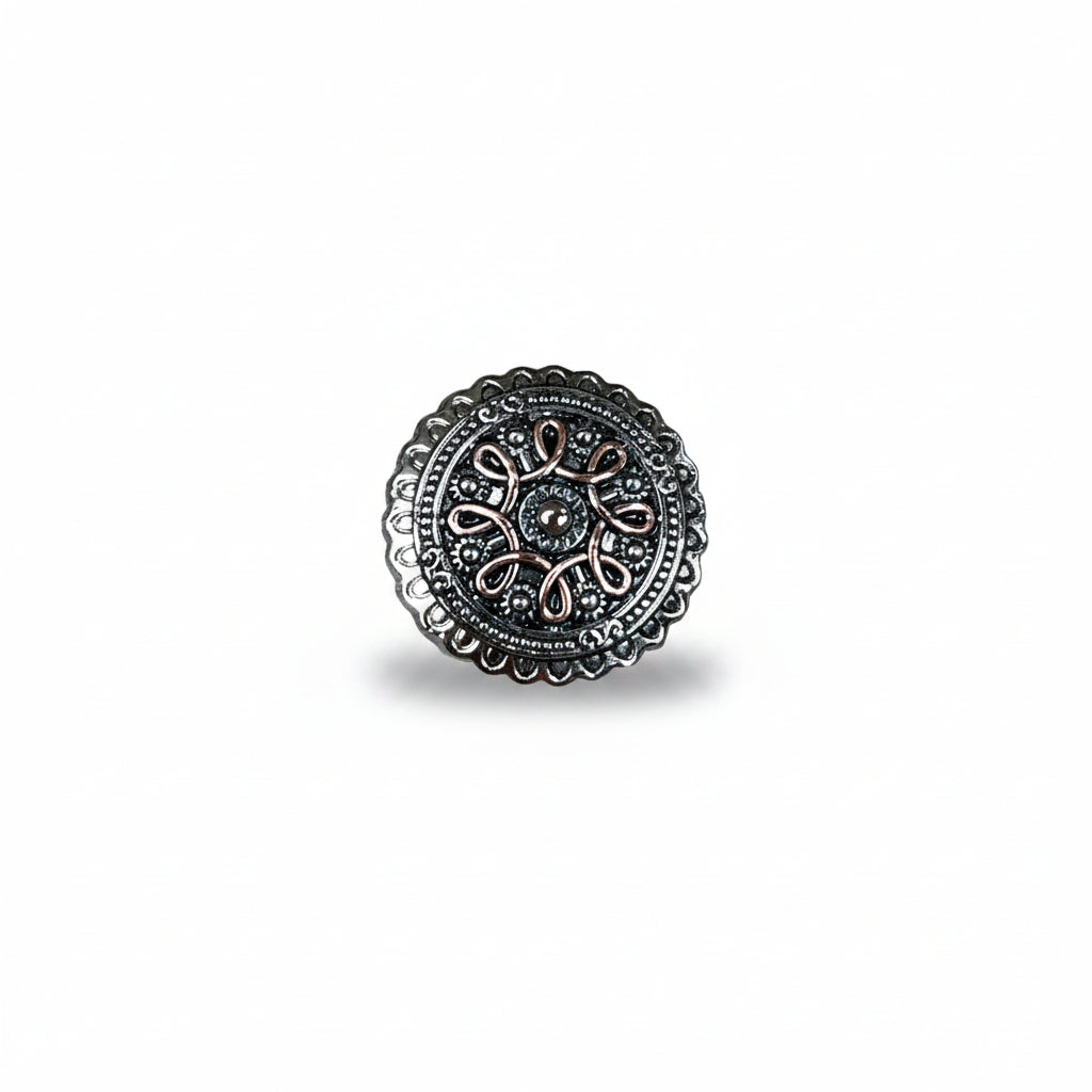 Antique Silver Flower and Loops Western Concho W235 — view 3