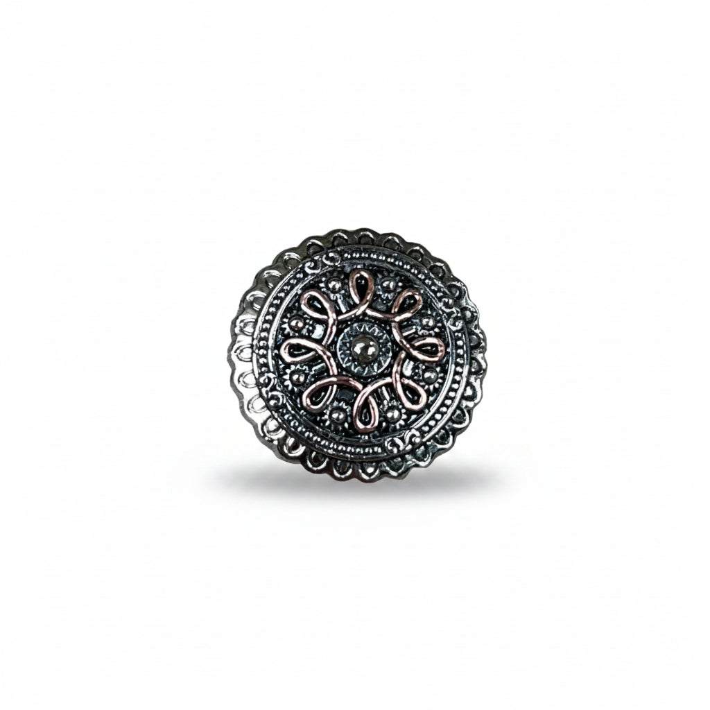 Antique Silver Flower and Loops Western Concho W235 — view 2