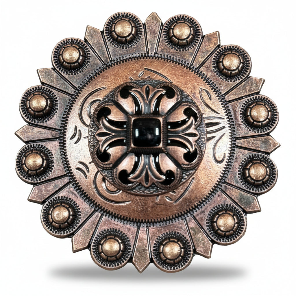 Copper Black Fleur De Lis Western Concho W241 — view 3