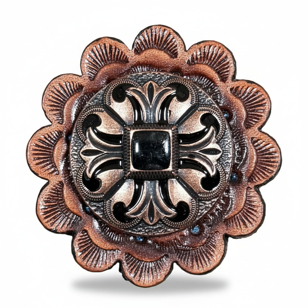 Copper Black Fleur De Lis Western Concho W241 — view 6