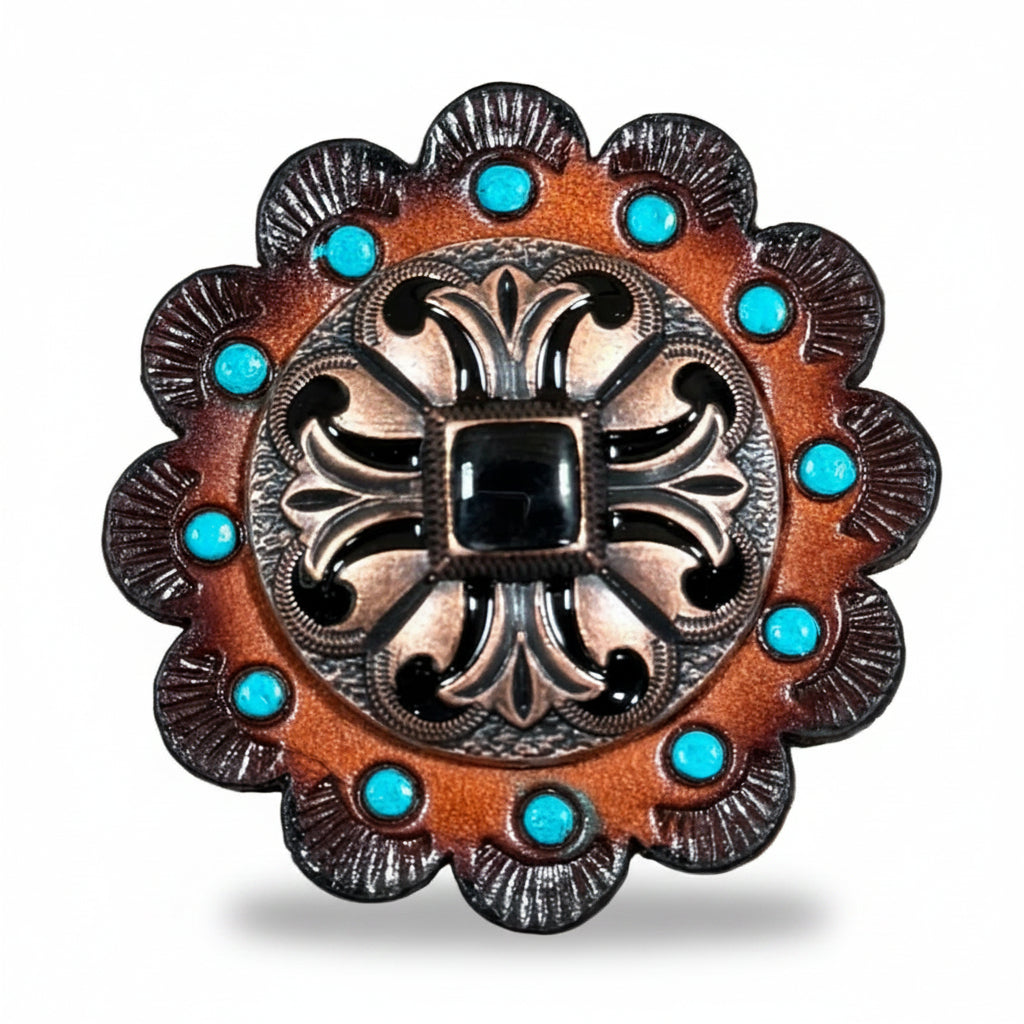 Copper Black Fleur De Lis Western Concho W241 — view 7