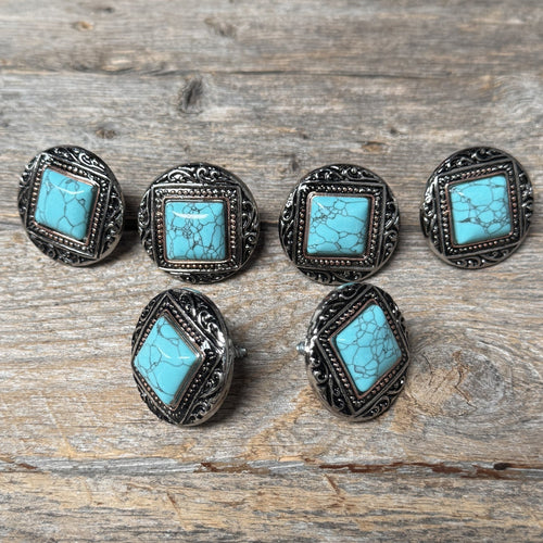 Antique Silver and Copper Dot Turquoise Saddle Set SSW258