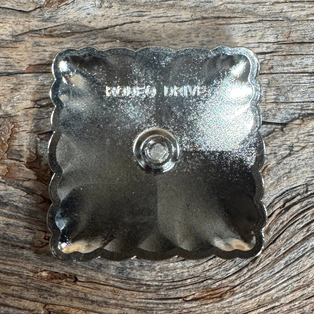Antique Silver Horse & Turquoise Square Western Concho W259L — view 2