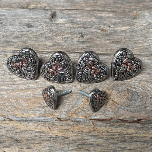 Antique Silver and Copper Heart Saddle Set SSW263