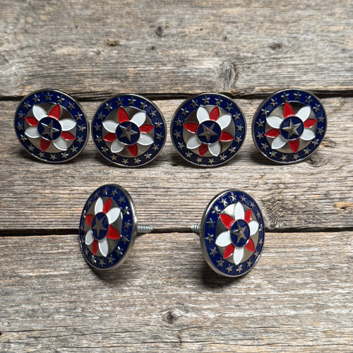 Antique Silver Red, White, and Blue Saddle Set SSW274