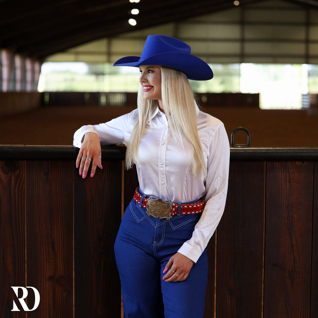 White Satin Performance Rodeo Shirt — view 3