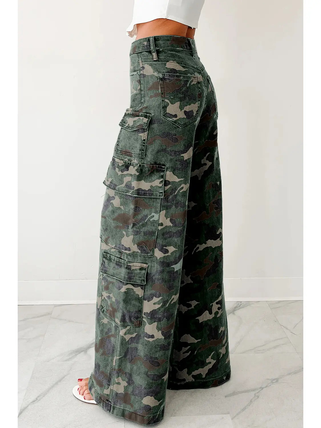 Wide Leg Camo Cargo | Pants — view 5