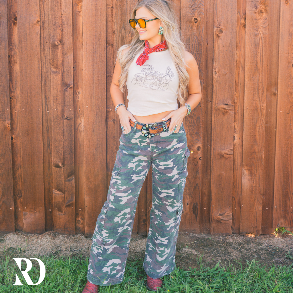Wide Leg Camo Cargo | Pants