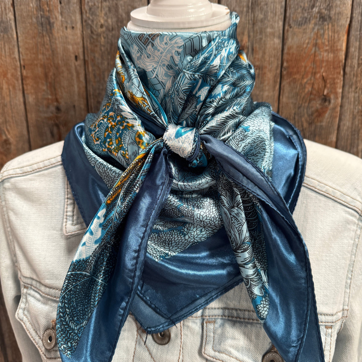 Blue Leaf Wild Rag - Western Scarf