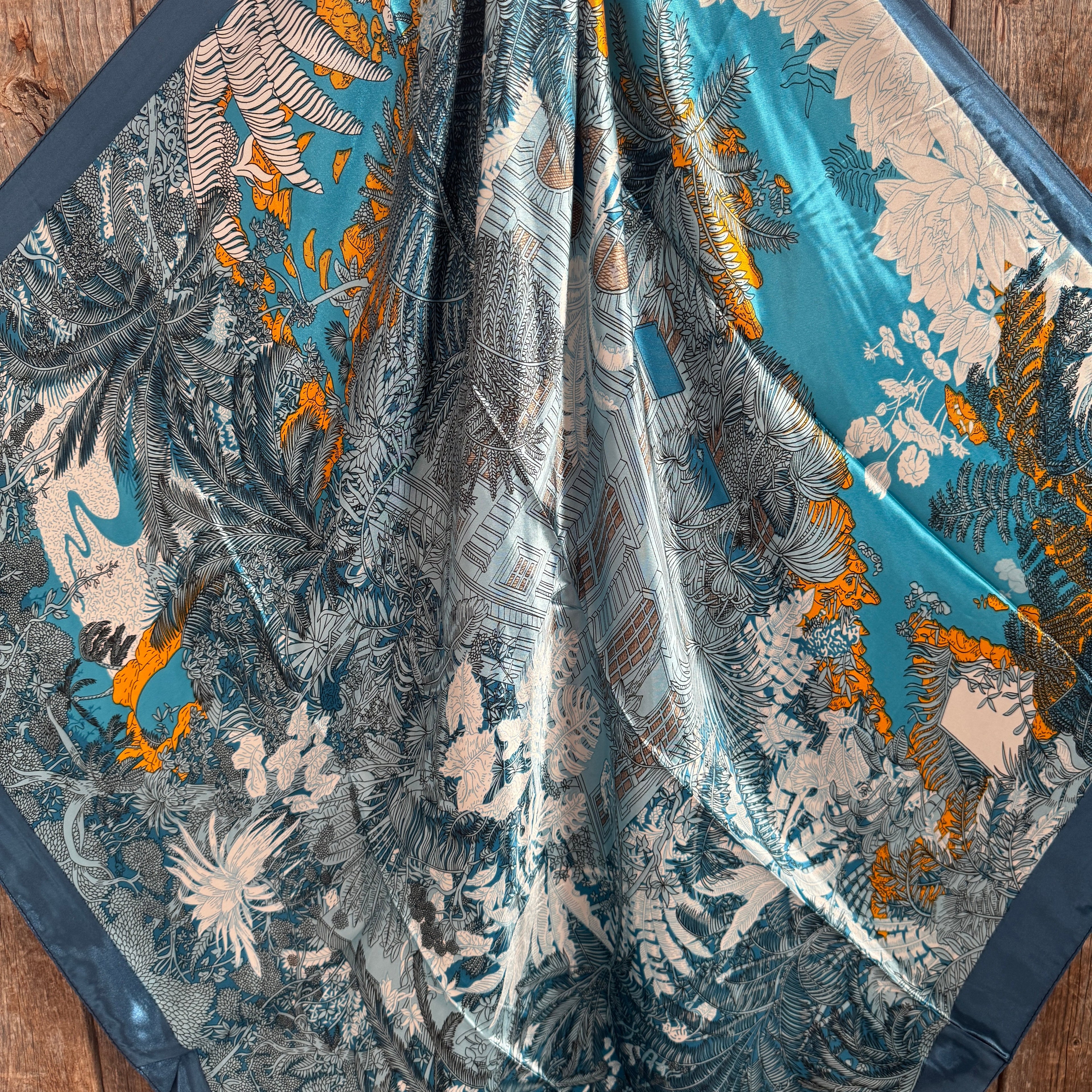 Blue Leaf Wild Rag - Western Scarf