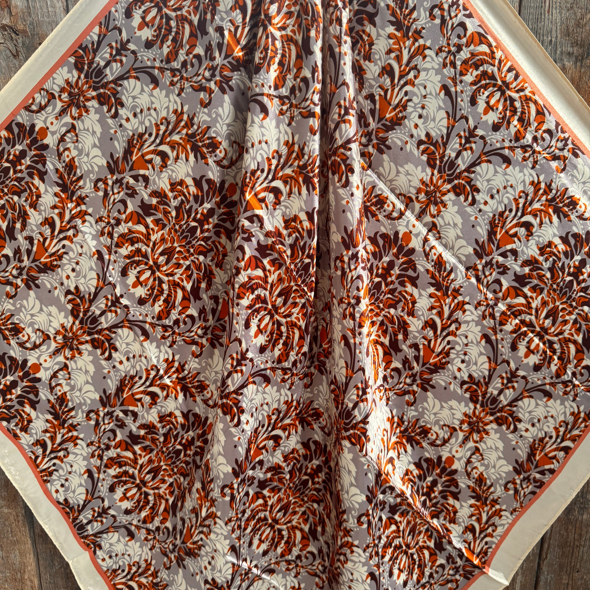 Cream and Rust Floral Wild Rag / Scarf