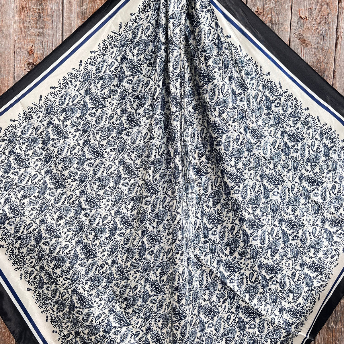 Blue and Cream Paisley Wild Rag - Western Scarf